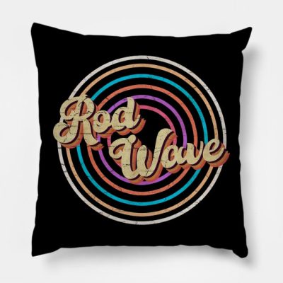 Vintage Circle Line Color Rod Wave Throw Pillow Official Rod Wave Merch