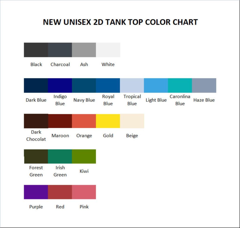 tank top color chart - Rod Wave Merch